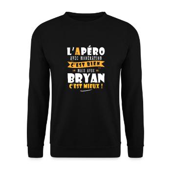 Bryan Apero T shirt Humour personnalisé bryan - Sweat-shirt Unisexe - noir - Devant - Alina (178cm) & Michal (187cm)