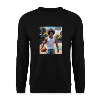 Hübscher Mann mit muskulösem Körper Basketballspieler - Unisex Pullover - Schwarz - Vorne - Alina (178cm) & Michal (187cm)