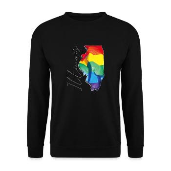 Illinois (United States) | Real Flag | LGBTQIA+ Script - Unisex Sweatshirt - black - Front - Alina (178cm) & Michal (187cm)