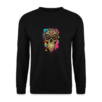 Colorful Calavera - Unisex Pullover - Schwarz - Vorne - Alina (178cm) & Michal (187cm)