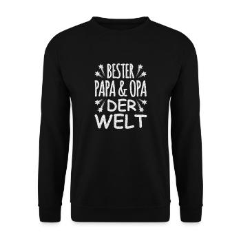 Bester Opa und Papa der Welt - Unisex Pullover - Schwarz - Vorne - Alina (178cm) & Michal (187cm)