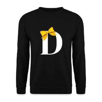 Lettre d nœud jaune - Sweat-shirt Unisexe - noir - Devant - Alina (178cm) & Michal (187cm)