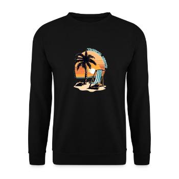Tropical Nights Palme Strand Sonne Meer Vintage - Unisex Pullover - Schwarz - Vorne - Alina (178cm) & Michal (187cm)