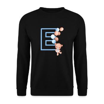 Blauer Buchstabe E Bär - Unisex Pullover - Schwarz - Vorne - Alina (178cm) & Michal (187cm)
