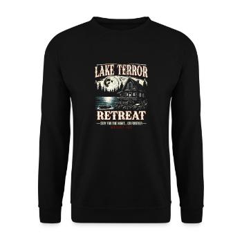 Lake Terror Retreat 1979 Retro Halloween Escape - Unisex Sweatshirt - black - Front - Alina (178cm) & Michal (187cm)