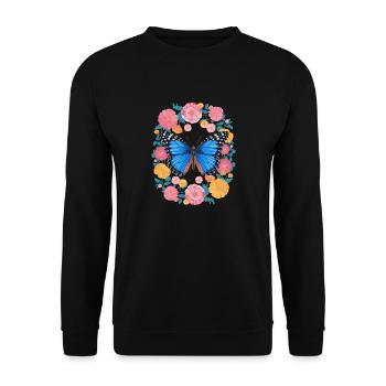 Schmetterling Monarchfalter Bunt Schmetterlinge - Unisex Pullover - Schwarz - Vorne - Alina (178cm) & Michal (187cm)
