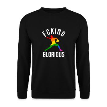 Fcking Glorious Baseball Player - Unisex Pullover - Schwarz - Vorne - Alina (178cm) & Michal (187cm)