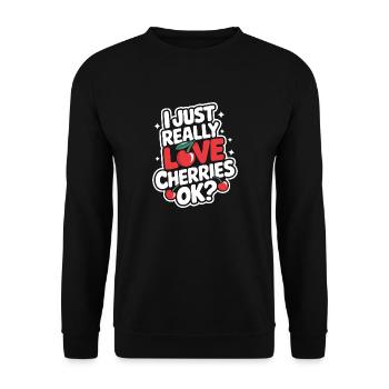 Kirsche Kirschen Früchte Essen - Unisex Pullover - Schwarz - Vorne - Alina (178cm) & Michal (187cm)
