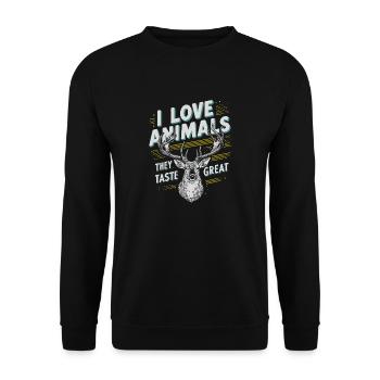 Love of animals with taste – For passionate hunters - Unisex Sweatshirt - black - Front - Alina (178cm) & Michal (187cm)