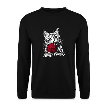 Lustige Katze Eis - Unisex Sweatshirt - black - Front - Alina (178cm) & Michal (187cm)