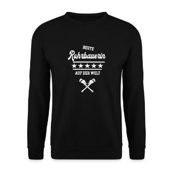 Rohrbauerin beste Rohrbauer Meisterin Rohrbau - Unisex Pullover - Schwarz - Vorne - Alina (178cm) & Michal (187cm)