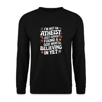 Atheismus Atheist Anti-Religion Agnostiker - Unisex Pullover - Schwarz - Vorne - Alina (178cm) & Michal (187cm)