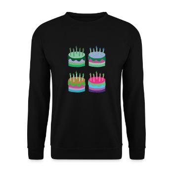 torten bunt - Unisex Pullover - Schwarz - Vorne - Alina (178cm) & Michal (187cm)