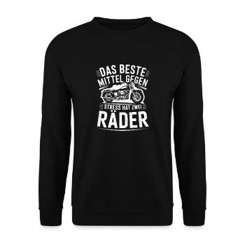Das beste Mittel gegen Stress Motorrad witzigen - Unisex Pullover - Schwarz - Vorne - Alina (178cm) & Michal (187cm)