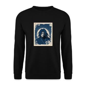 Anime-Charakter-Porträt - Unisex Pullover - Schwarz - Vorne - Alina (178cm) & Michal (187cm)