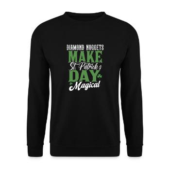Diamant-Nuggets machen den St. Patricks Day magisch - Unisex Pullover - Schwarz - Vorne - Alina (178cm) & Michal (187cm)
