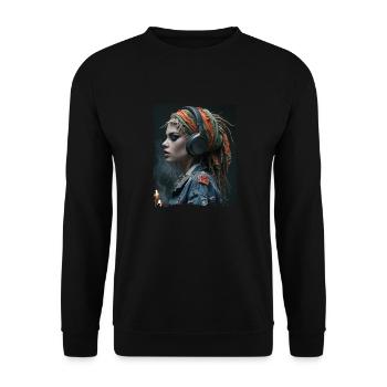 Musik ist mein Leben - Unisex Pullover - Schwarz - Vorne - Alina (178cm) & Michal (187cm)