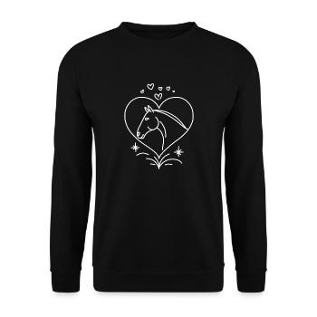 Pferdekopf Herz mit Herzen - Unisex Pullover - Schwarz - Vorne - Alina (178cm) & Michal (187cm)