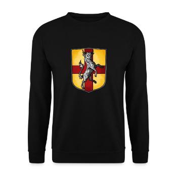 Wappen Stier - Unisex Pullover - Schwarz - Vorne - Alina (178cm) & Michal (187cm)