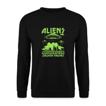 Les extraterrestres sont ici pour les doigts de poulet UFO City - Sweat-shirt Unisexe - noir - Devant - Alina (178cm) & Michal (187cm)