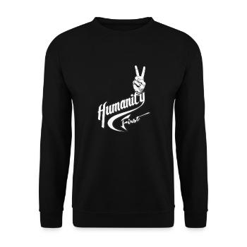 L’humanité d’abord | Symbole de la paix véritable - Sweat-shirt Unisexe - noir - Devant - Alina (178cm) & Michal (187cm)