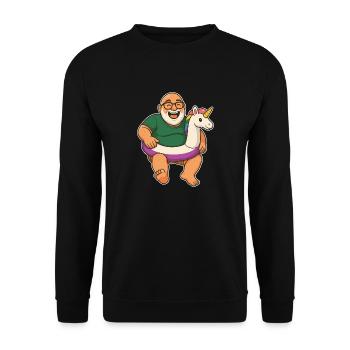 Einhorn-Schwimmring – perfekt für Strand - Unisex Pullover - Schwarz - Vorne - Alina (178cm) & Michal (187cm)