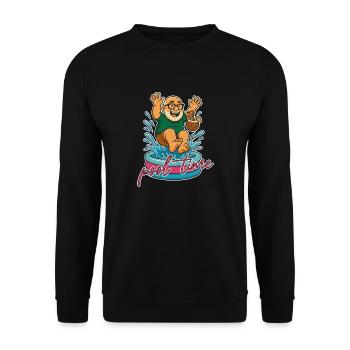 This cheerful grandpa jumps into the kitchen with coconut drink - Unisex Sweatshirt - black - Front - Alina (178cm) & Michal (187cm)