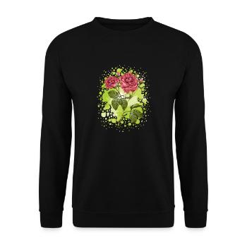 Blumen - Unisex Pullover - Schwarz - Vorne - Alina (178cm) & Michal (187cm)