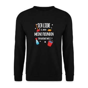 Freund und Freundin Haushalt - Unisex Pullover - Schwarz - Vorne - Alina (178cm) & Michal (187cm)