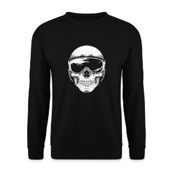 Skull Biker Goggles - Unisex Sweatshirt - black - Front - Alina (178cm) & Michal (187cm)
