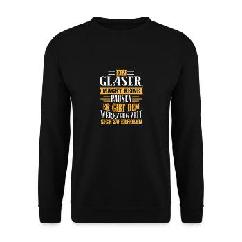 Glaser Beruf - Geschenk - Unisex Pullover - Schwarz - Vorne - Alina (178cm) & Michal (187cm)