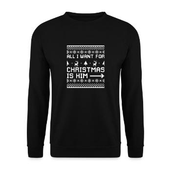 Weihnachten Spruch Liebe Paare Pärchen Geschenk - Unisex Pullover - Schwarz - Vorne - Alina (178cm) & Michal (187cm)