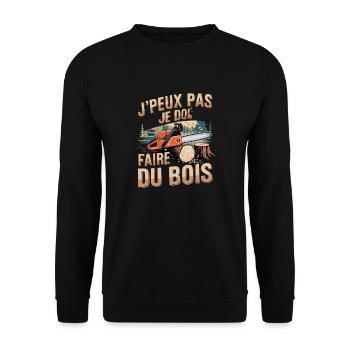 J'Peux Pas Je Dois Faire Du Bois Tronçonneuse - Sweat-shirt Unisexe - noir - Devant - Alina (178cm) & Michal (187cm)
