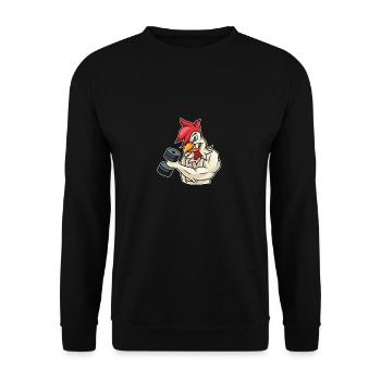Rooster Chicken Fitness Bodybuilder Gift - Unisex Sweatshirt - black - Front - Alina (178cm) & Michal (187cm)