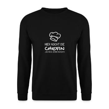 Chefkoch Spruch lustig Sternekoch Kochmütze - Unisex Pullover - Schwarz - Vorne - Alina (178cm) & Michal (187cm)