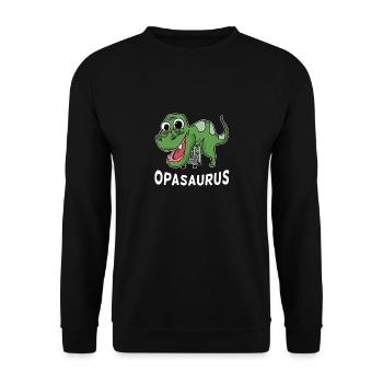 Grandpasaurus Opasaurus Opa Dinosaurier Geschenk - Unisex Pullover - Schwarz - Vorne - Alina (178cm) & Michal (187cm)
