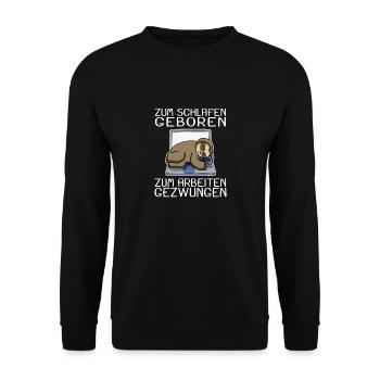 Büro Spruch lustig Faultier Laptop - Unisex Pullover - Schwarz - Vorne - Alina (178cm) & Michal (187cm)