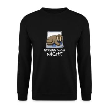Stress mich nicht Faultier Büro lustig Geschenk - Unisex Pullover - Schwarz - Vorne - Alina (178cm) & Michal (187cm)