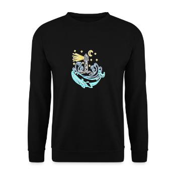 Phare côte mer mer - Sweat-shirt Unisexe - noir - Devant - Alina (178cm) & Michal (187cm)