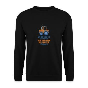 Trecker Traktorfahrer Geschenk - Unisex Pullover - Schwarz - Vorne - Alina (178cm) & Michal (187cm)