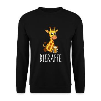 Bier Giraffe Bieraffe Bierliebhaber Tier - Unisex Pullover - Schwarz - Vorne - Alina (178cm) & Michal (187cm)