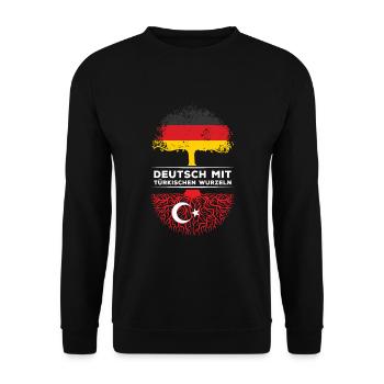 Deutsch mit Türkischen Wurzeln Abstammung - Unisex Pullover - Schwarz - Vorne - Alina (178cm) & Michal (187cm)