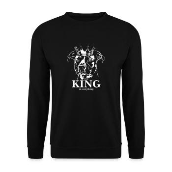 AMERICAN STAFFORDSHIRE King tout Wilsigns - Sweat-shirt Unisexe - noir - Devant - Alina (178cm) & Michal (187cm)