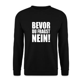 Bevor du fragst nein - Unisex Pullover - Schwarz - Vorne - Alina (178cm) & Michal (187cm)