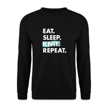 Knitter Eat Sleep Knitting - Unisex Sweatshirt - black - Front - Alina (178cm) & Michal (187cm)