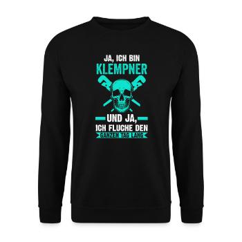 Klempner Beruf Installateur Geschenk - Unisex Pullover - Schwarz - Vorne - Alina (178cm) & Michal (187cm)