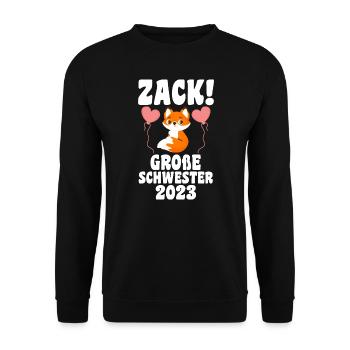 Schwestern Fuchs grosse Schwester Fuchs Geschenk - Unisex Pullover - Schwarz - Vorne - Alina (178cm) & Michal (187cm)