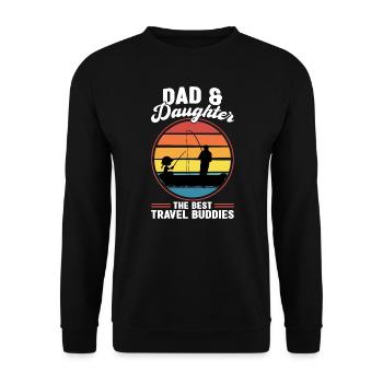 Vater Angler Vater & Tochter Angeln Vater Geschenk - Unisex Pullover - Schwarz - Vorne - Alina (178cm) & Michal (187cm)