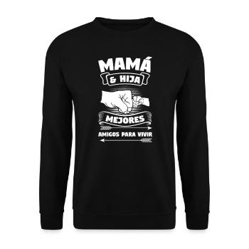 Mama & Tochter Familie Mutter Geschenk - Unisex Pullover - Schwarz - Vorne - Alina (178cm) & Michal (187cm)