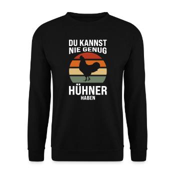 Hühner Züchter Hühnerzucht Geschenk - Unisex Pullover - Schwarz - Vorne - Alina (178cm) & Michal (187cm)